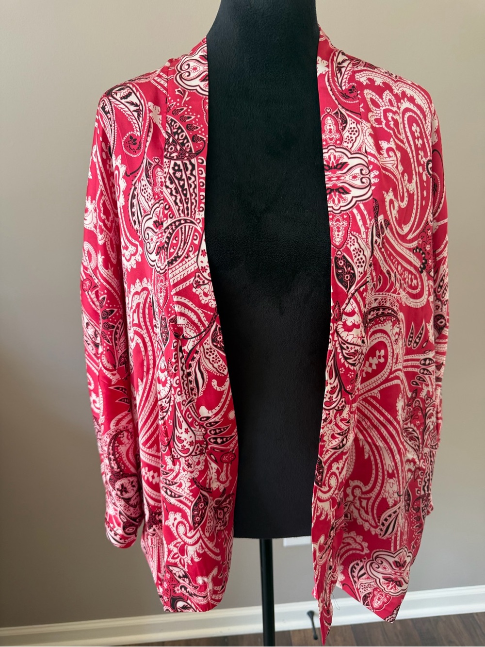 Violet & Claire NEW w/Tags Pink Bandana Paisley Open-Front Kimono LGE